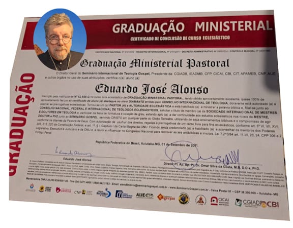 Diploma Pastor Eduardo Alonso